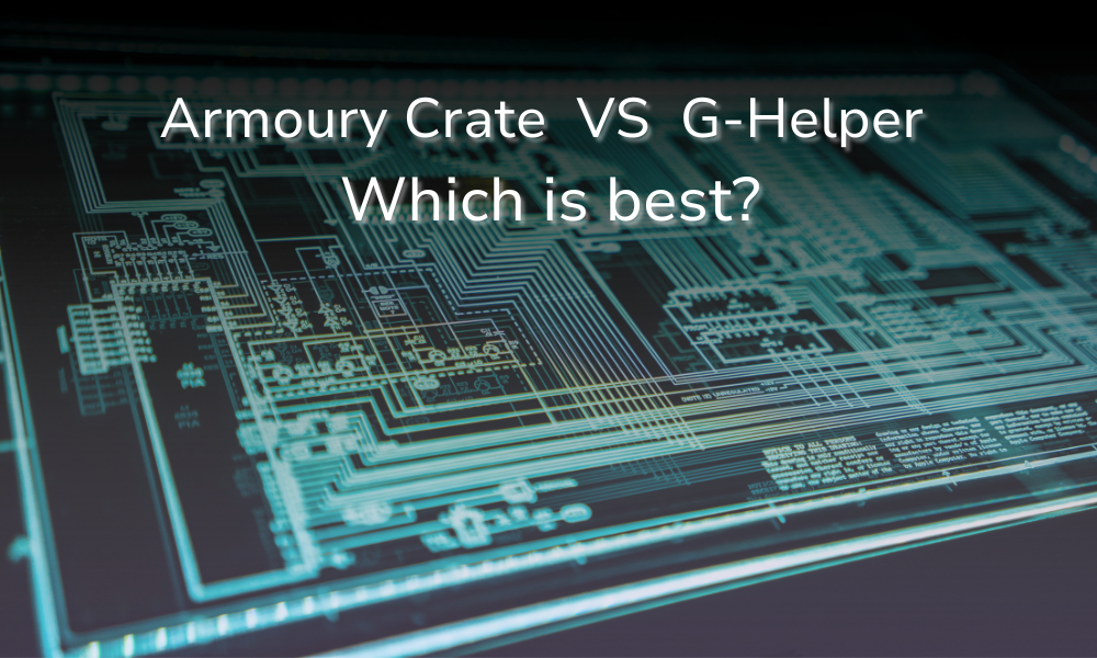 G-Helper vs Armoury Crate comparison banner for ASUS laptop performance software