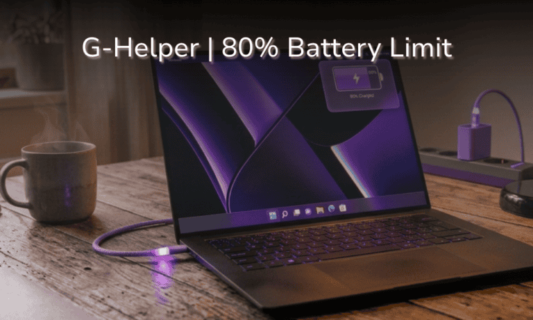 G-Helper laptop showing battery at 80 percent charge limit - is the 80% battery care limit worth it