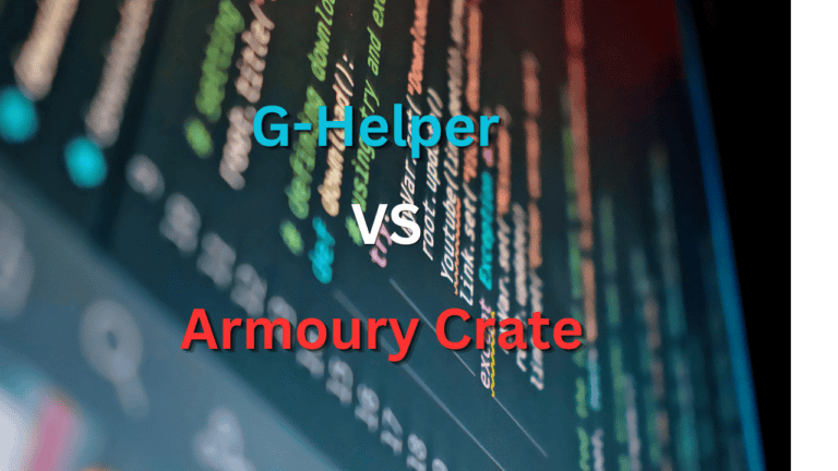 G-Helper vs Armoury Crate comparison banner for ASUS laptop control software