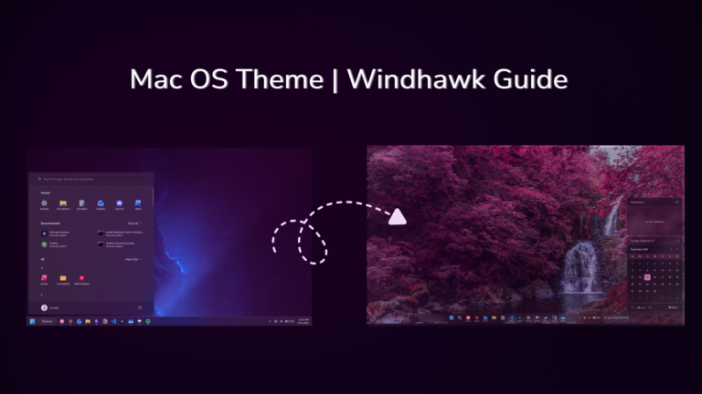 Before and after comparison showing how to make Windows 11 look like macOS with Windhawk