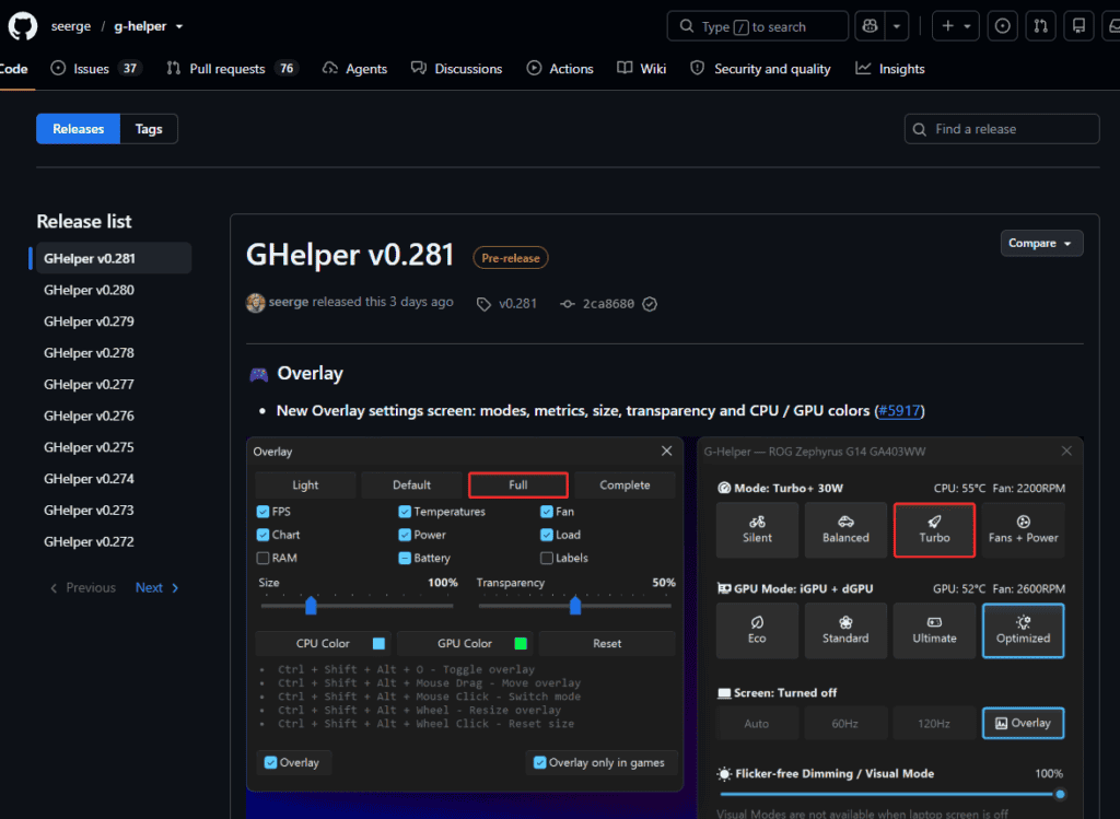 Is G-Helper safe to download - the official G-Helper GitHub releases page