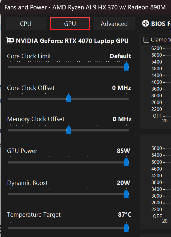 G-Helper extra settings showing start stop Nvidia services option for GPU mode issues