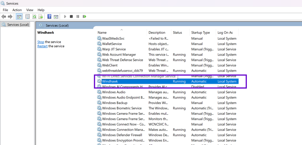 Windhawk service in services.msc for Windhawk not running on startup