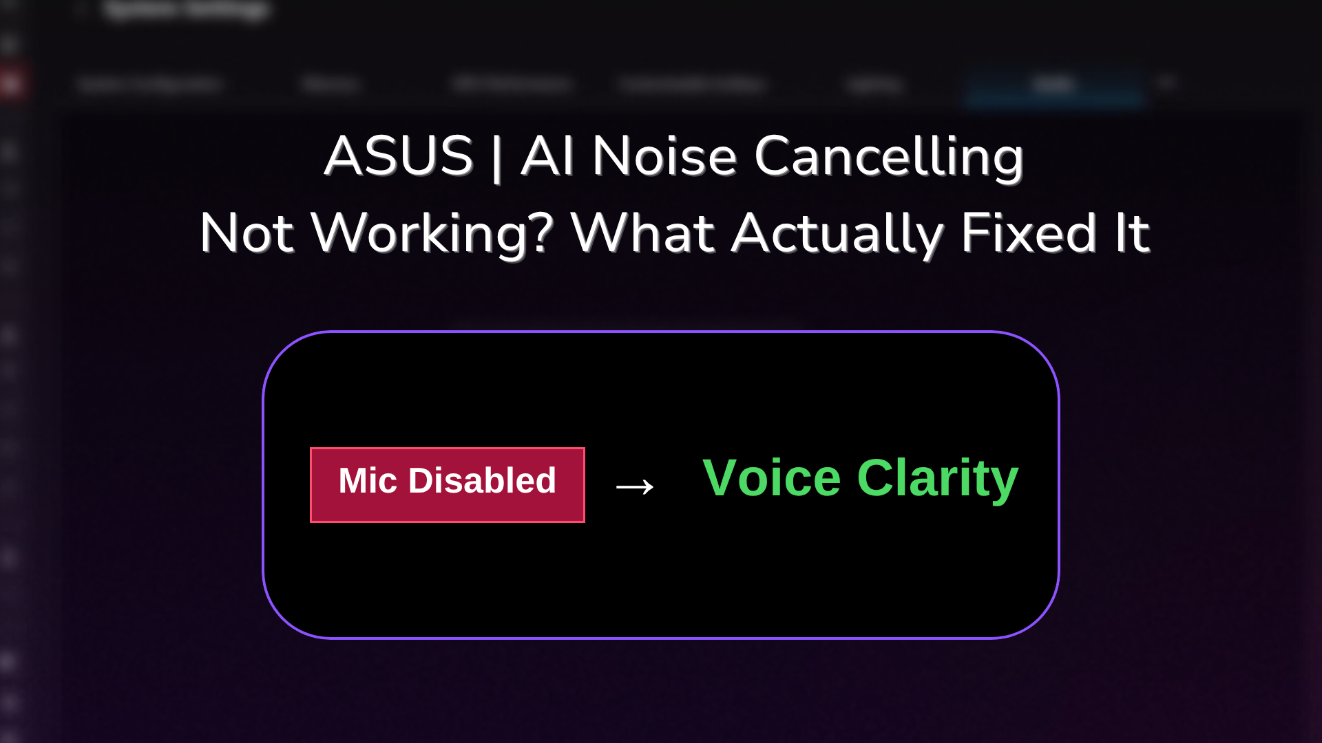 asus ai noise cancelling not working