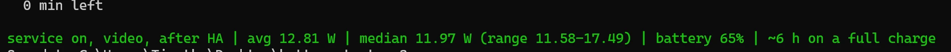 armoury crate battery life test PowerShell discharge rate result