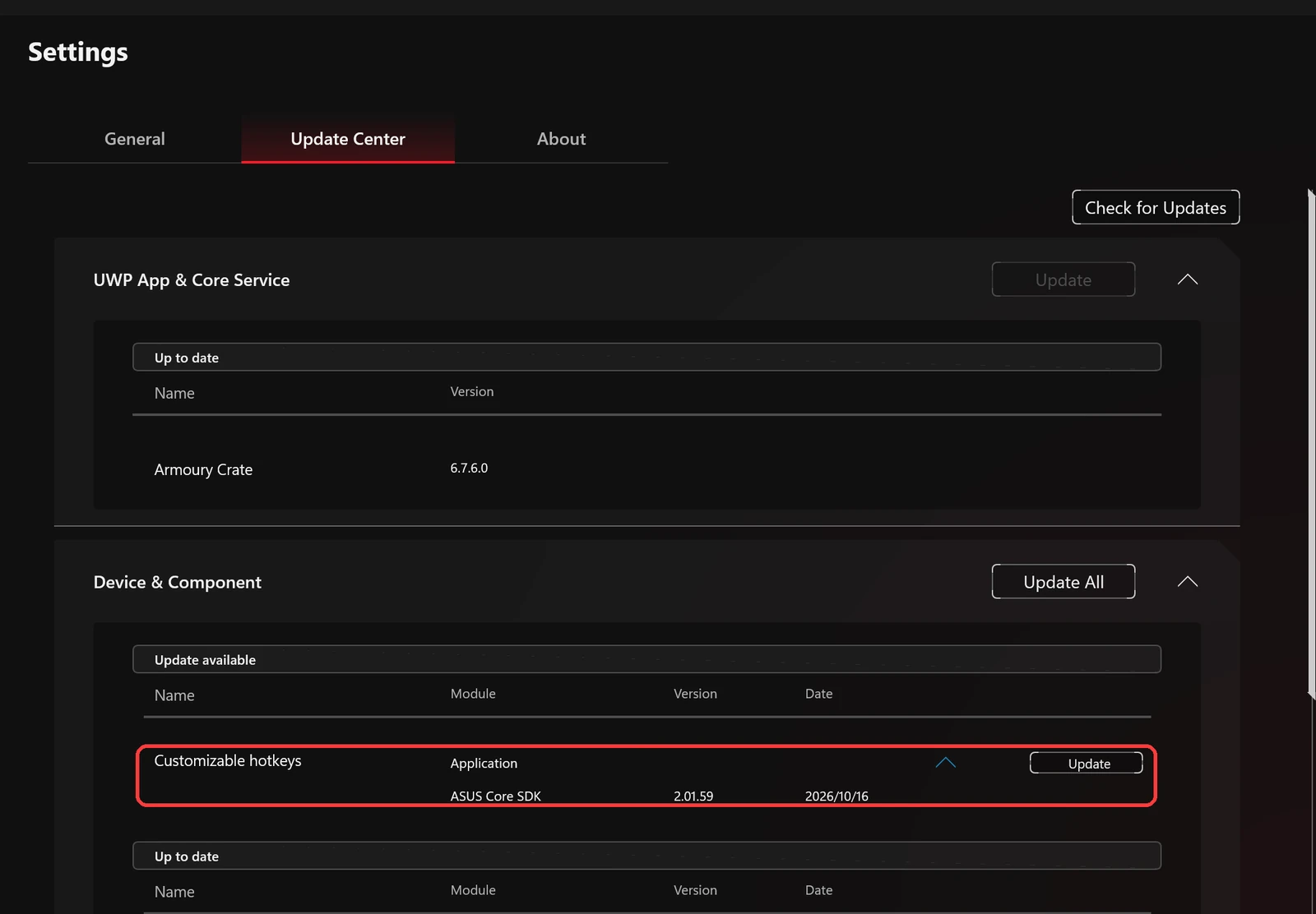 armoury crate hotkeys not working Customizable hotkeys update in Update Center