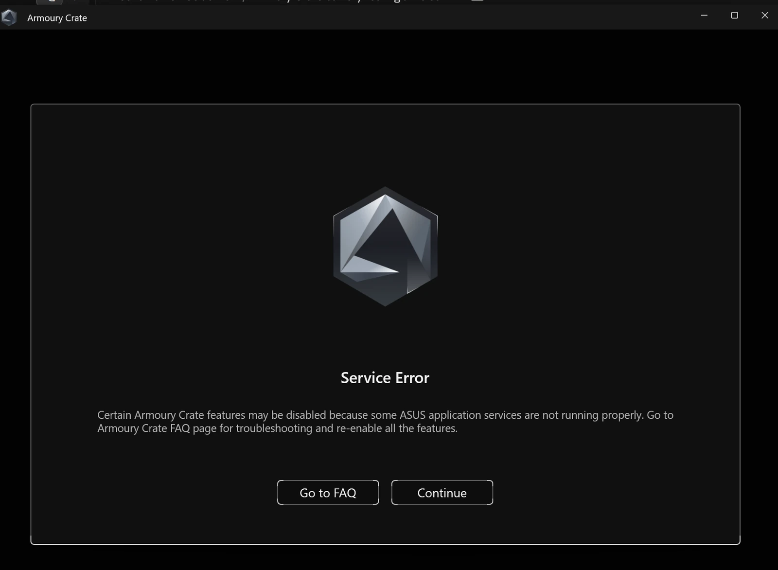 Armoury Crate Service Error after disabling ASUS services