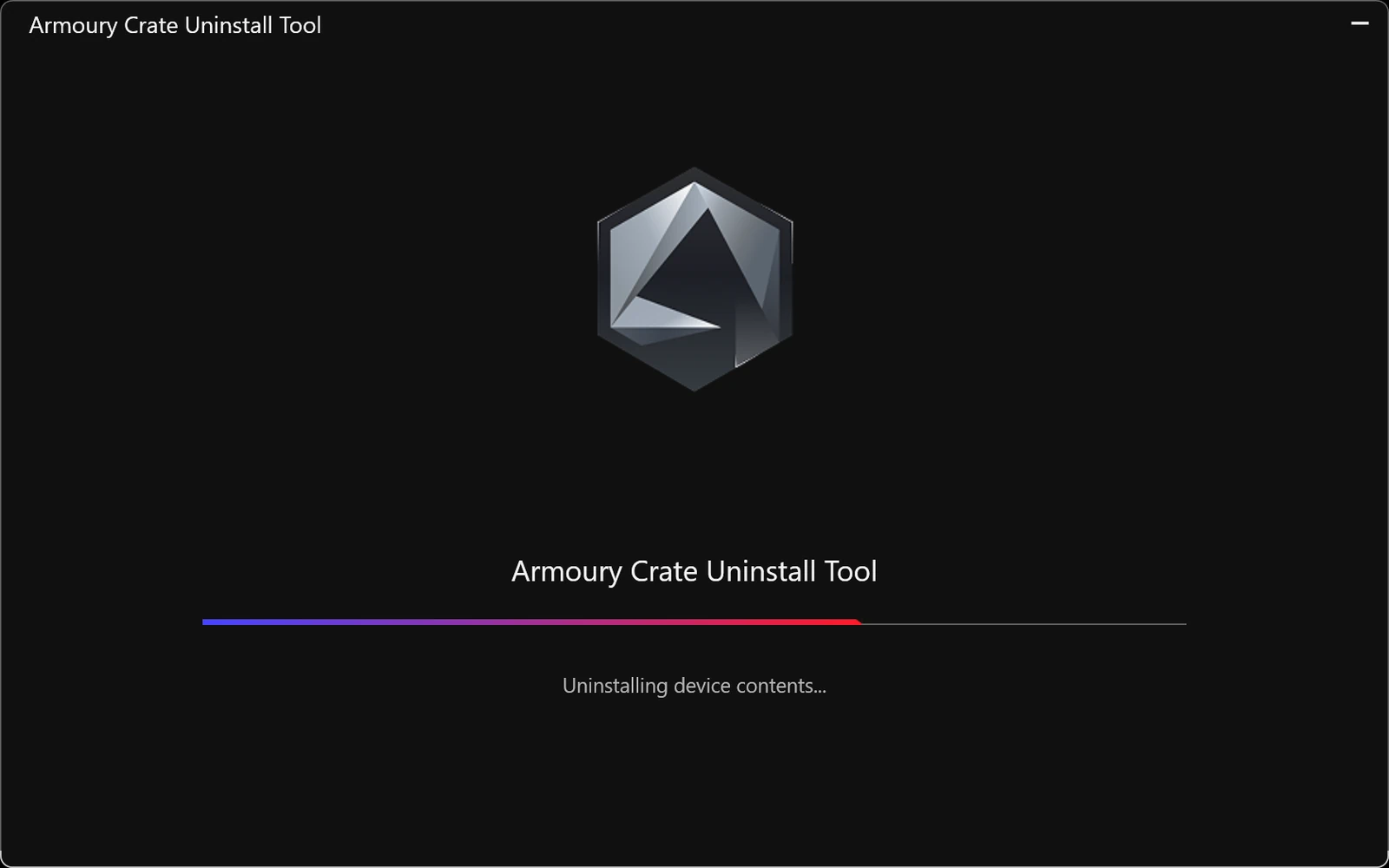 Armoury Crate Uninstall Tool uninstalling device contents
