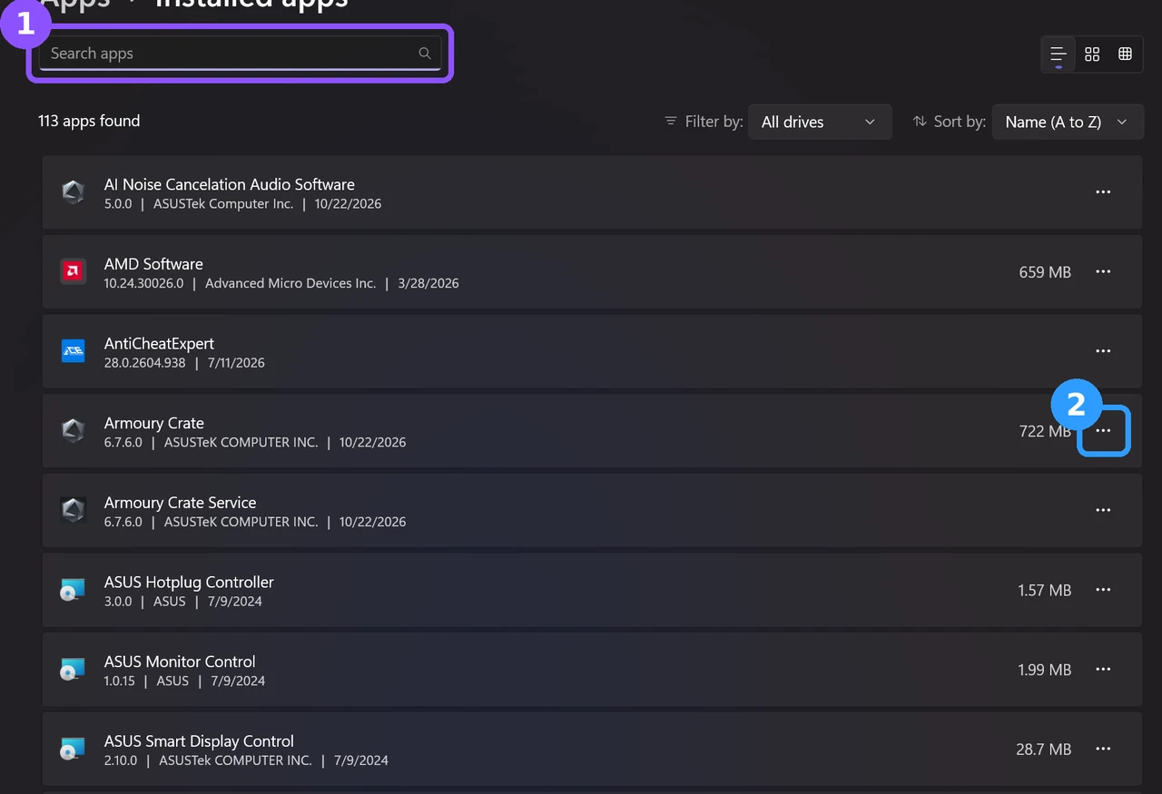 asus bloatware list