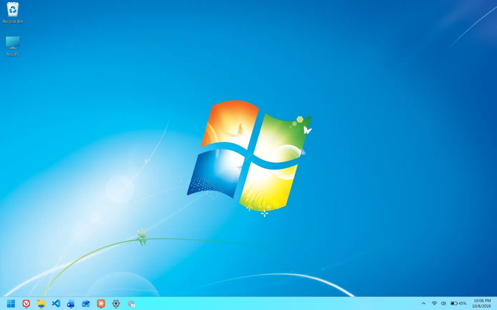 Windows 11 desktop set up like Windows 7 using only Windows settings