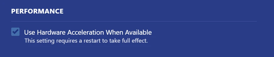 Vivaldi Use Hardware Acceleration When Available checked